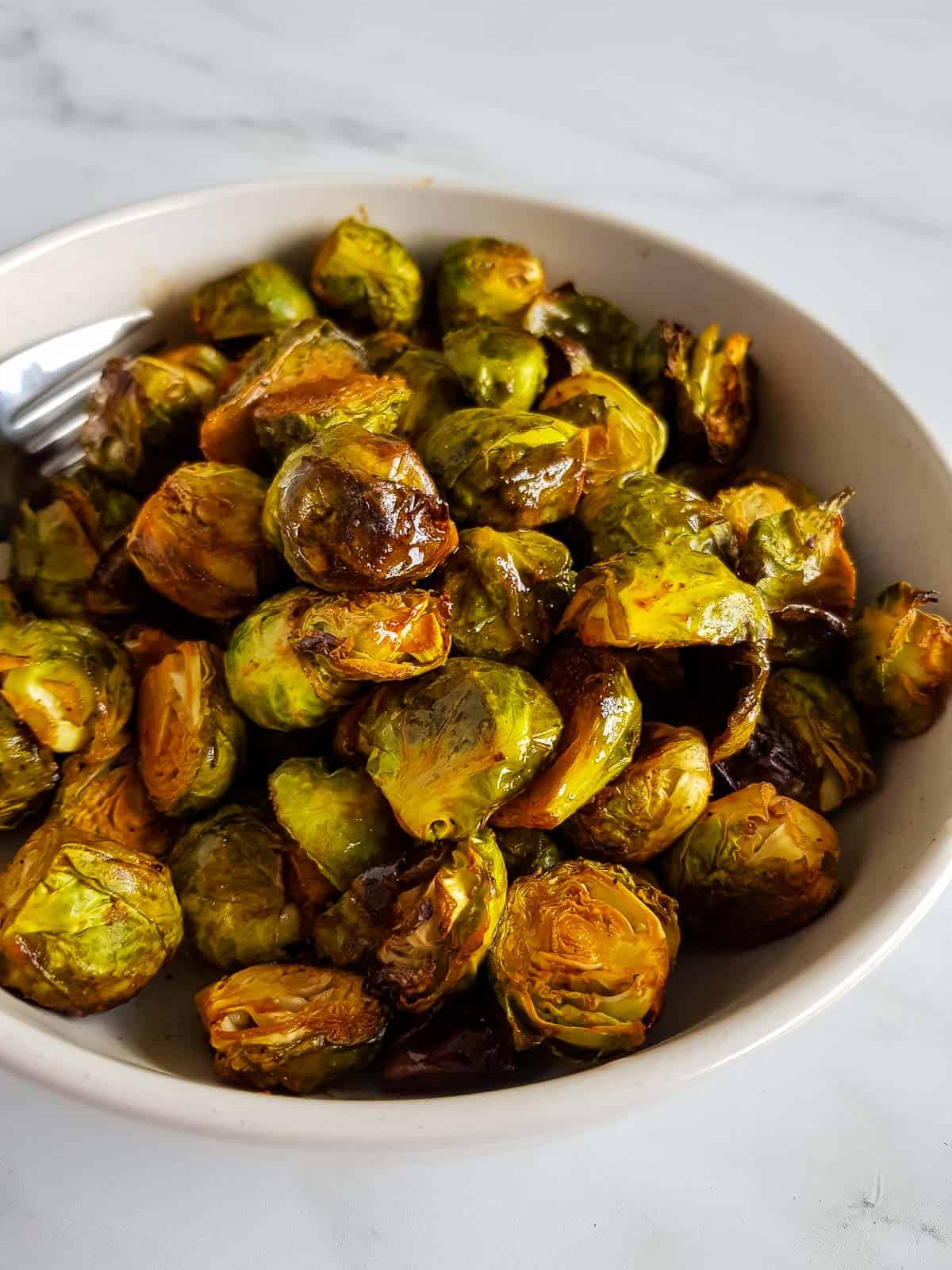 Brussels sprouts with sriracha and honey.