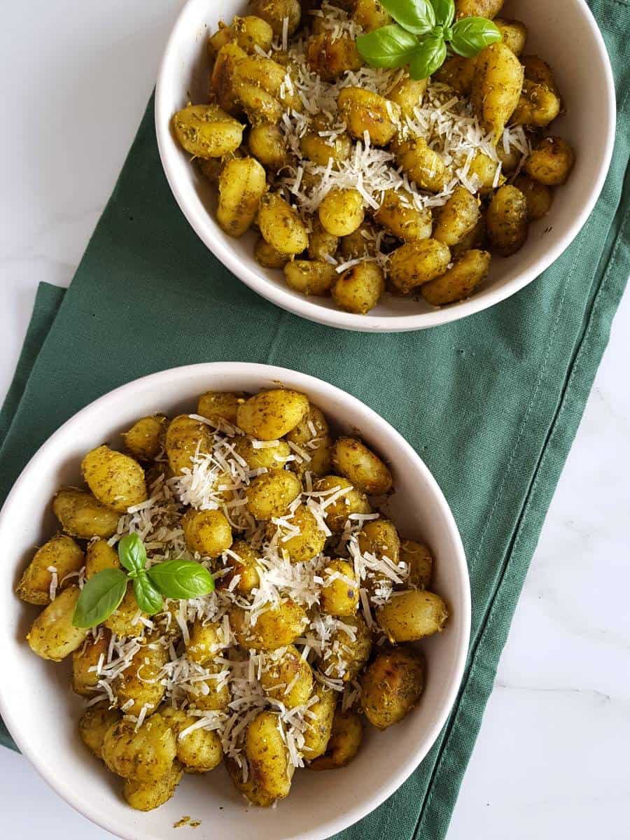 Italian gnocchi with pesto.