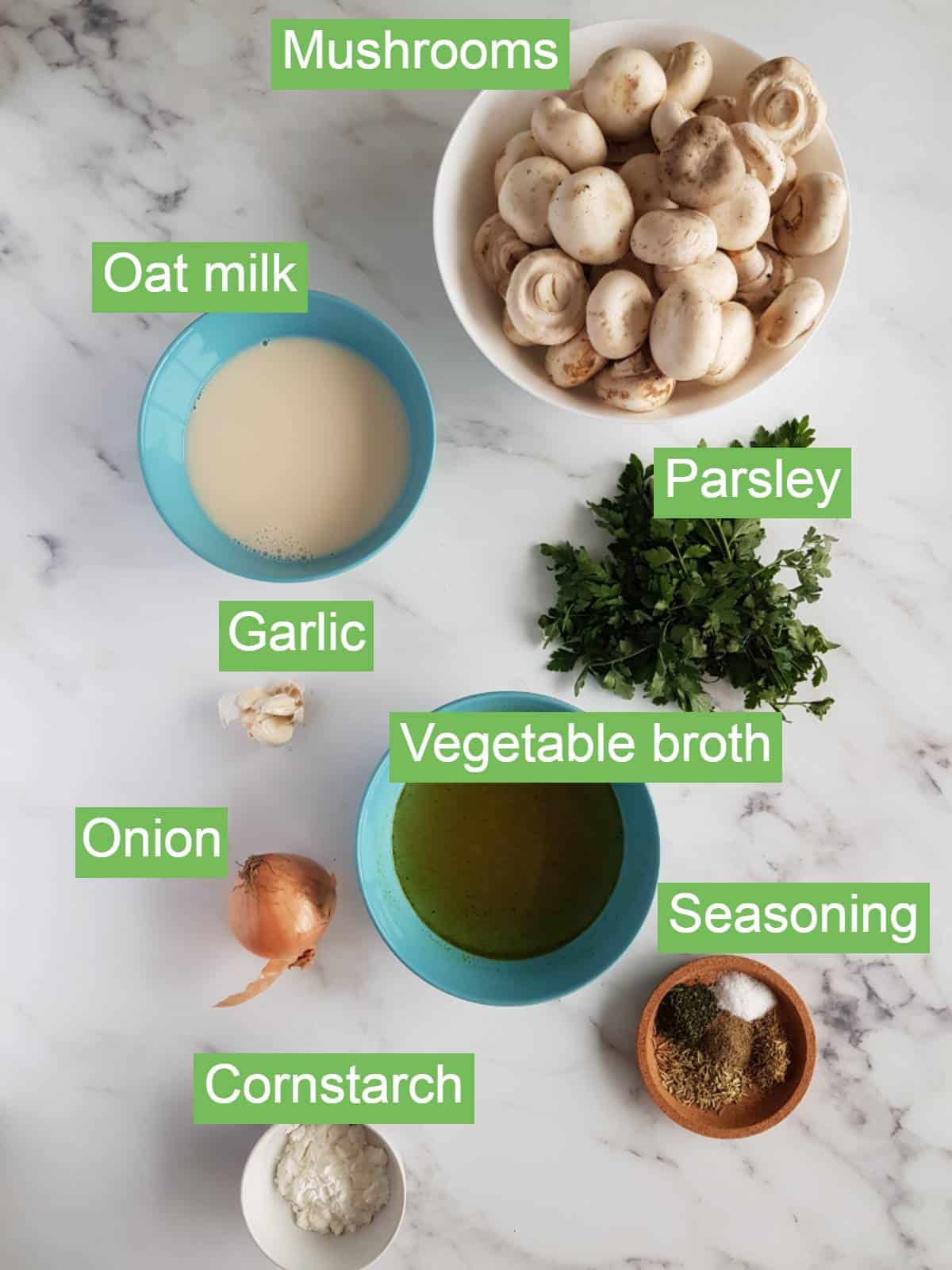 Mushroom soup ingredients.