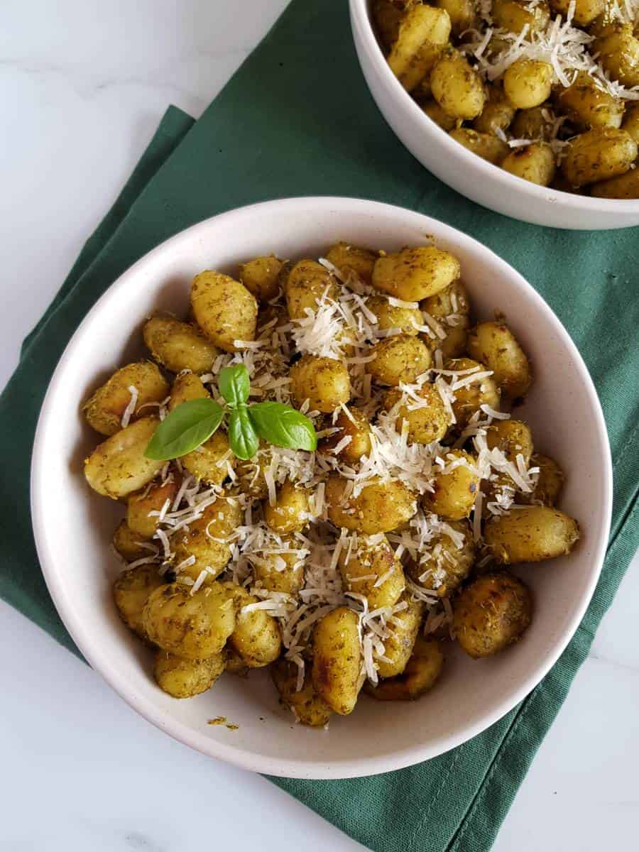 Pesto gnocchi with parmesan.