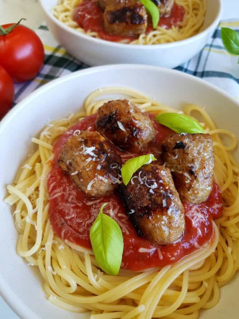 Sausage meatball pasta.