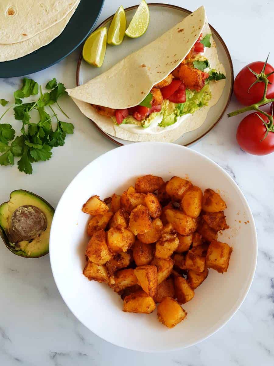 Taco potatoes in a bowl.