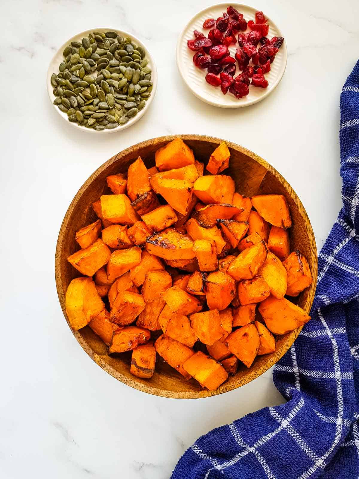 Air fryer squash in a bowl.