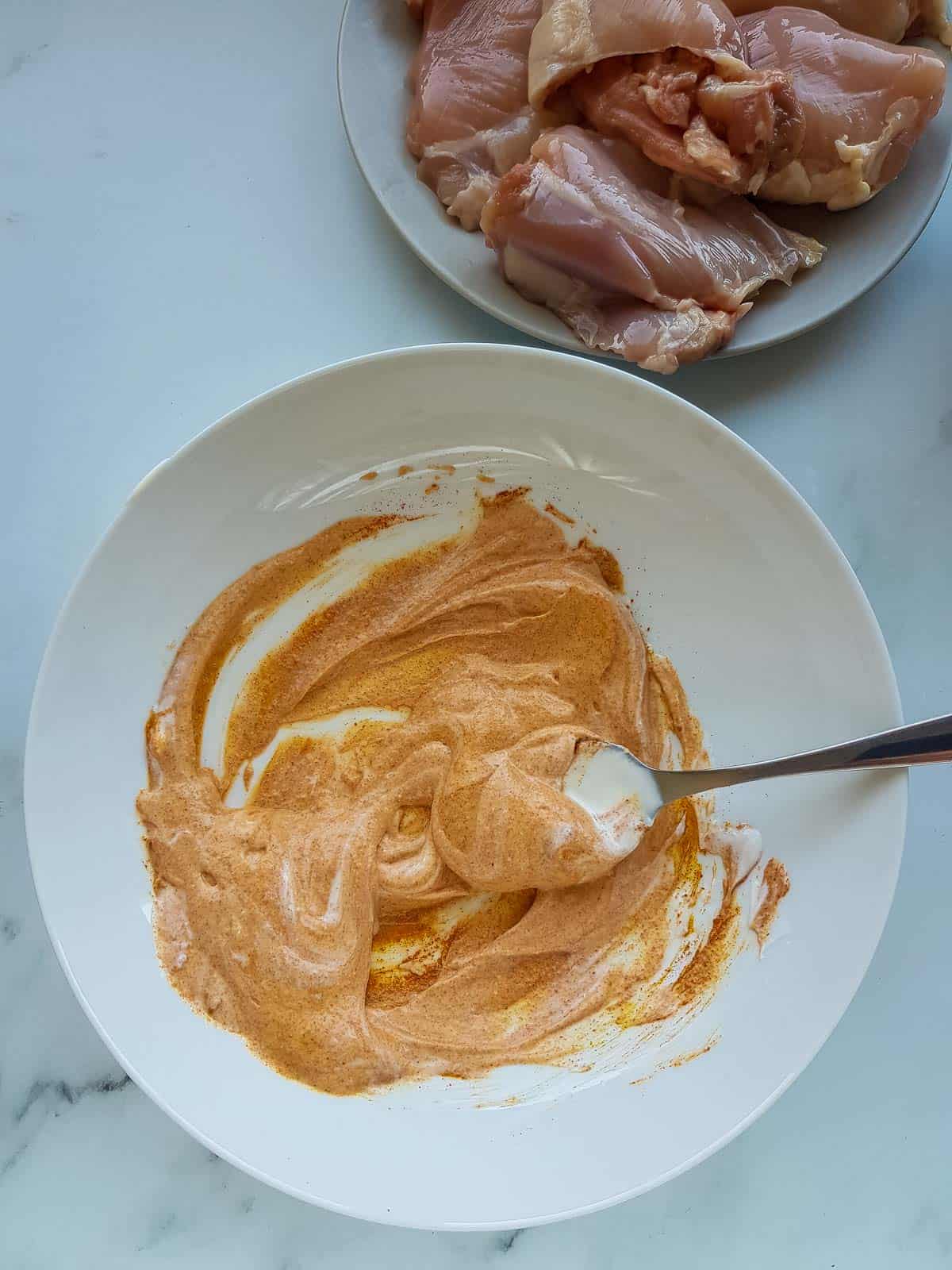 Marinade in a bowl.