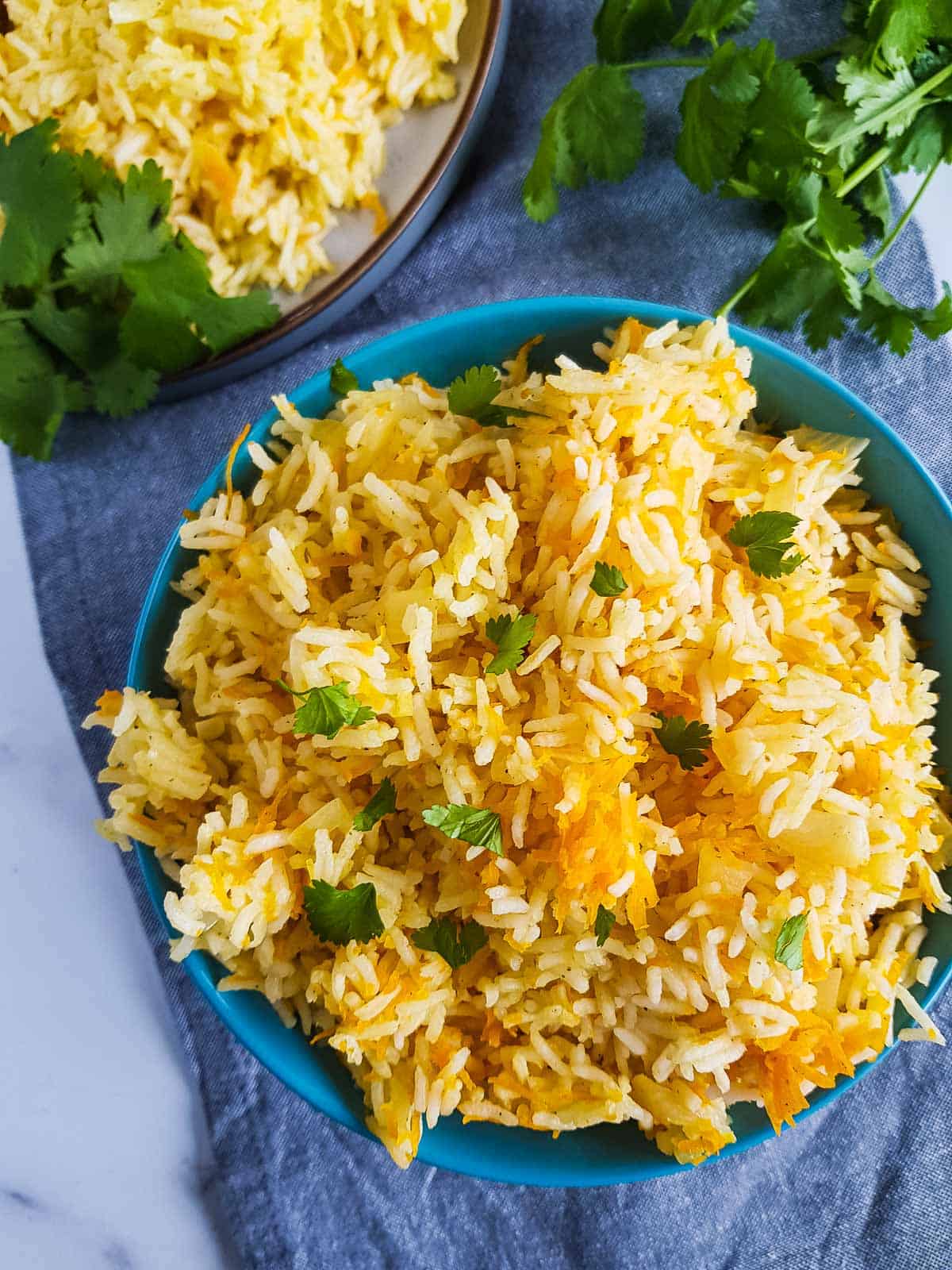 Carrot rice in a bowl.