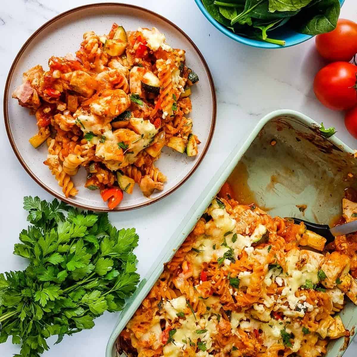 Easy Chicken and Bacon Pasta Bake | Hint of Healthy