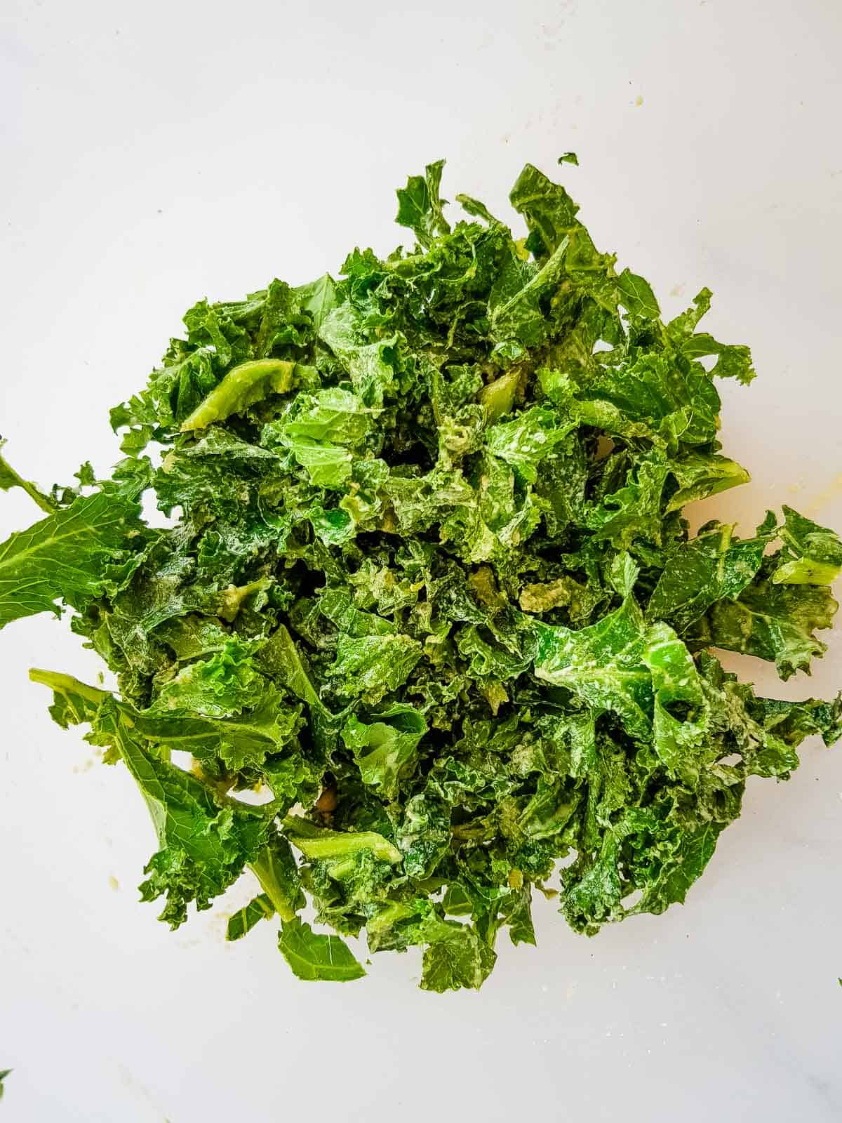 Massaged kale in a bowl.