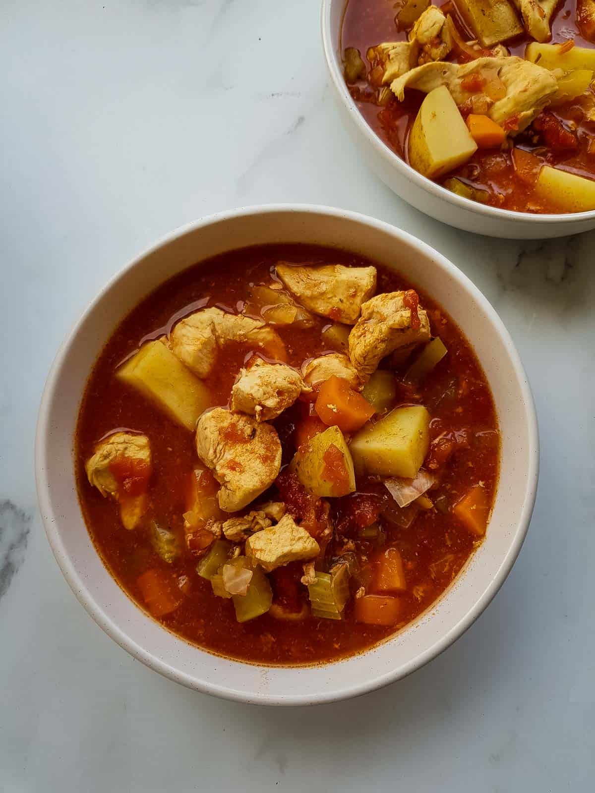 Chicken stew in bowls.