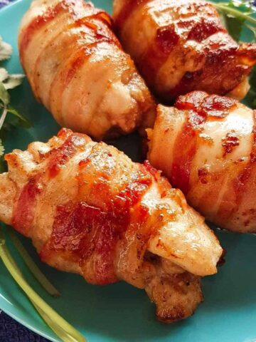 Bacon Wrapped Chicken Thighs.