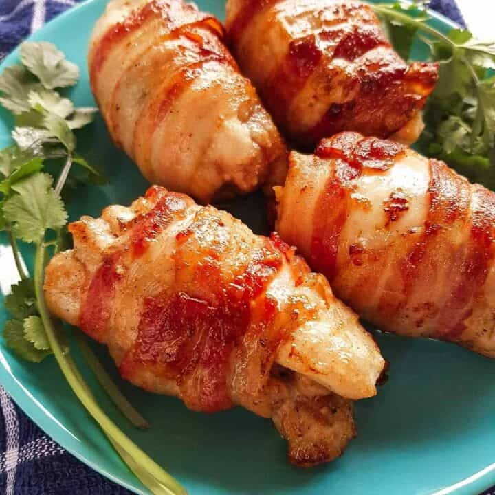 Bacon Wrapped Chicken Thighs - So Juicy! - Hint of Healthy