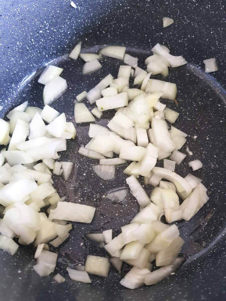 Onions in a pot.