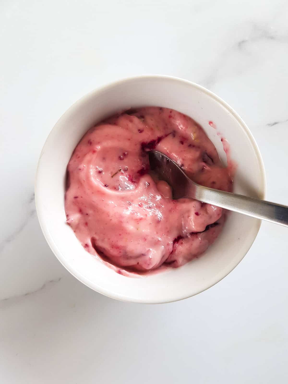 Creamy cranberry aioli in a bowl.