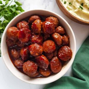 Crockpot BBQ Meatballs.