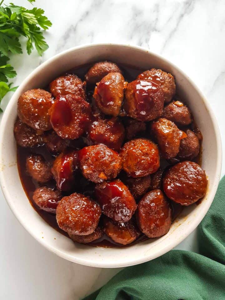 Easy Crockpot BBQ Meatballs 4 Ingredients only! Hint of Healthy