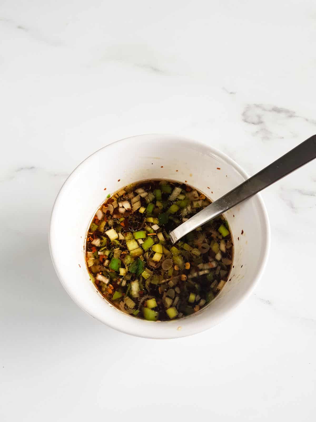 Gyoza sauce in a bowl.