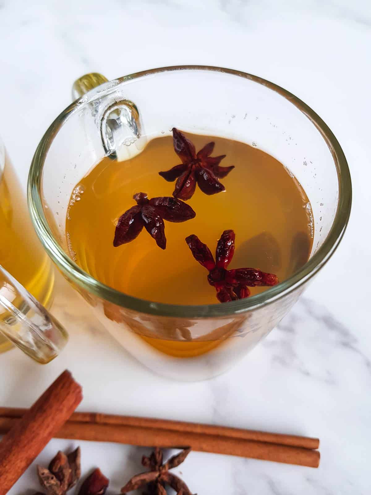 Star anise tea in a cup.