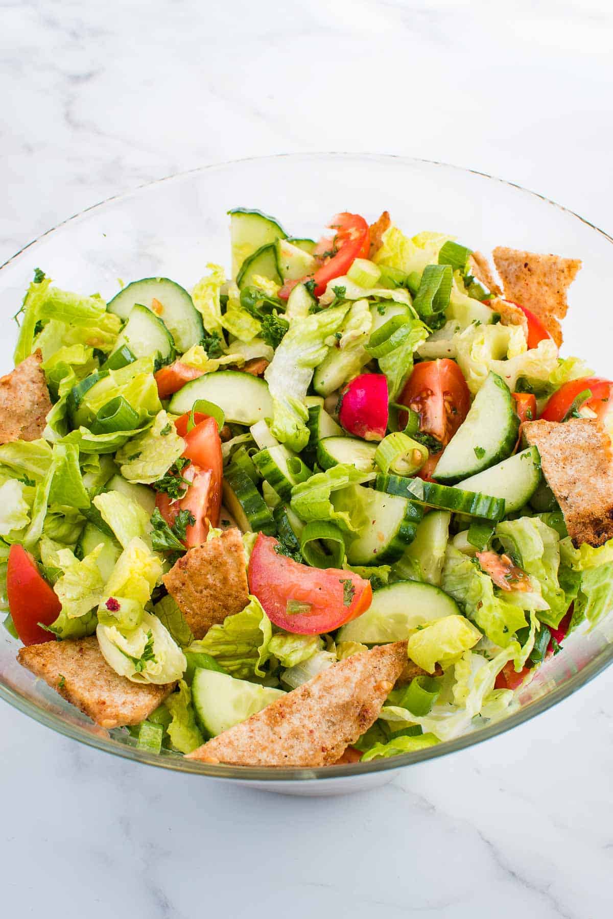 Mixed Lebanese salad in a bowl.