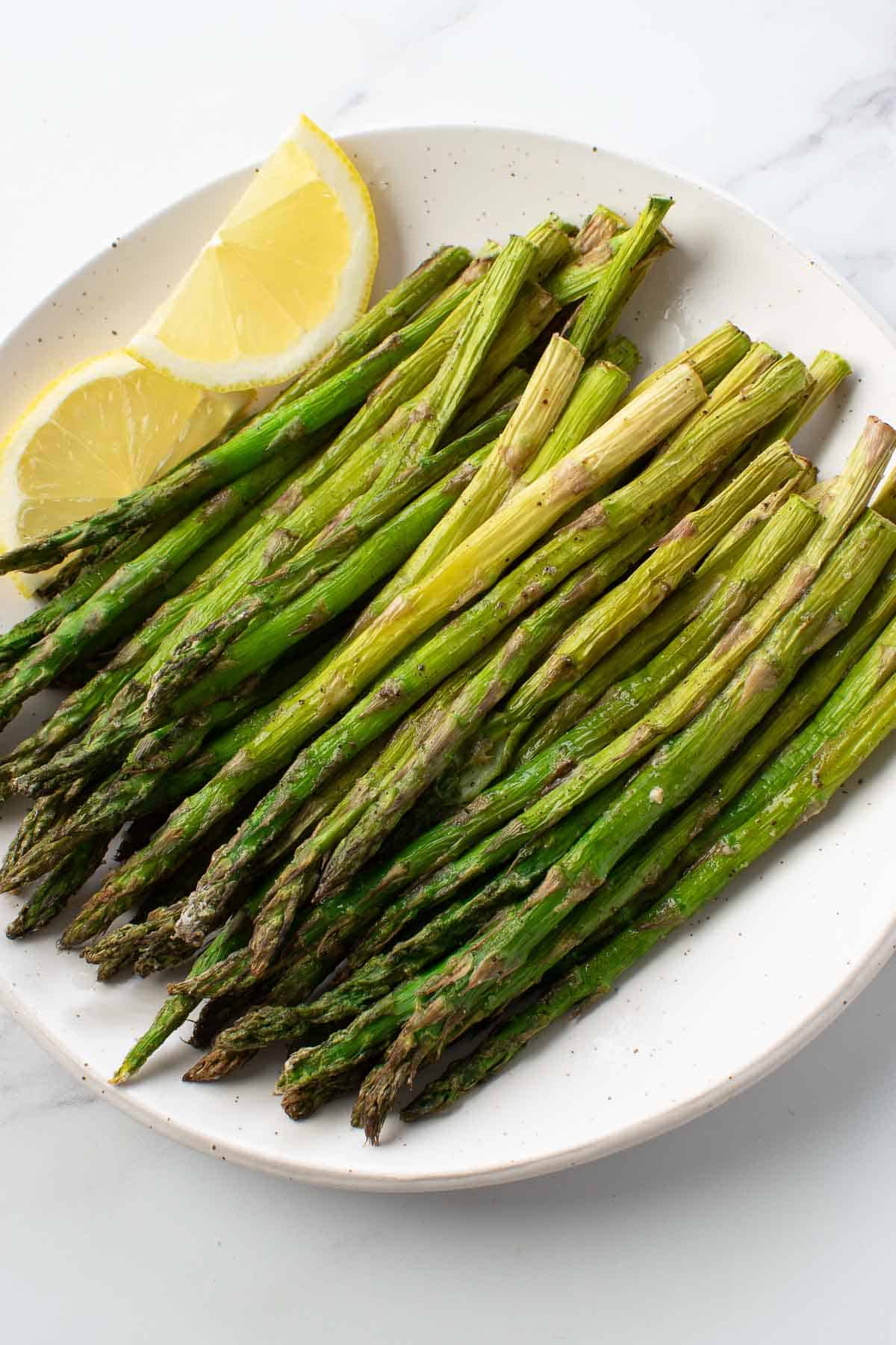 Asparagus cooked with lemon.