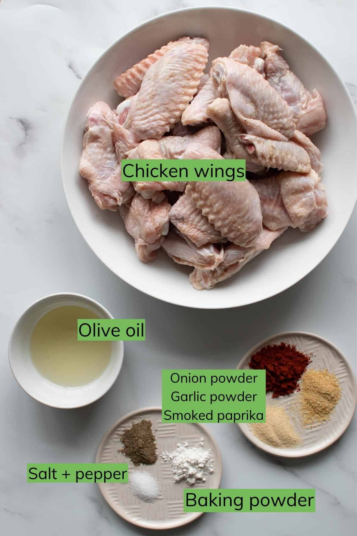 The ingredients you need to make BBQ chicken wings.