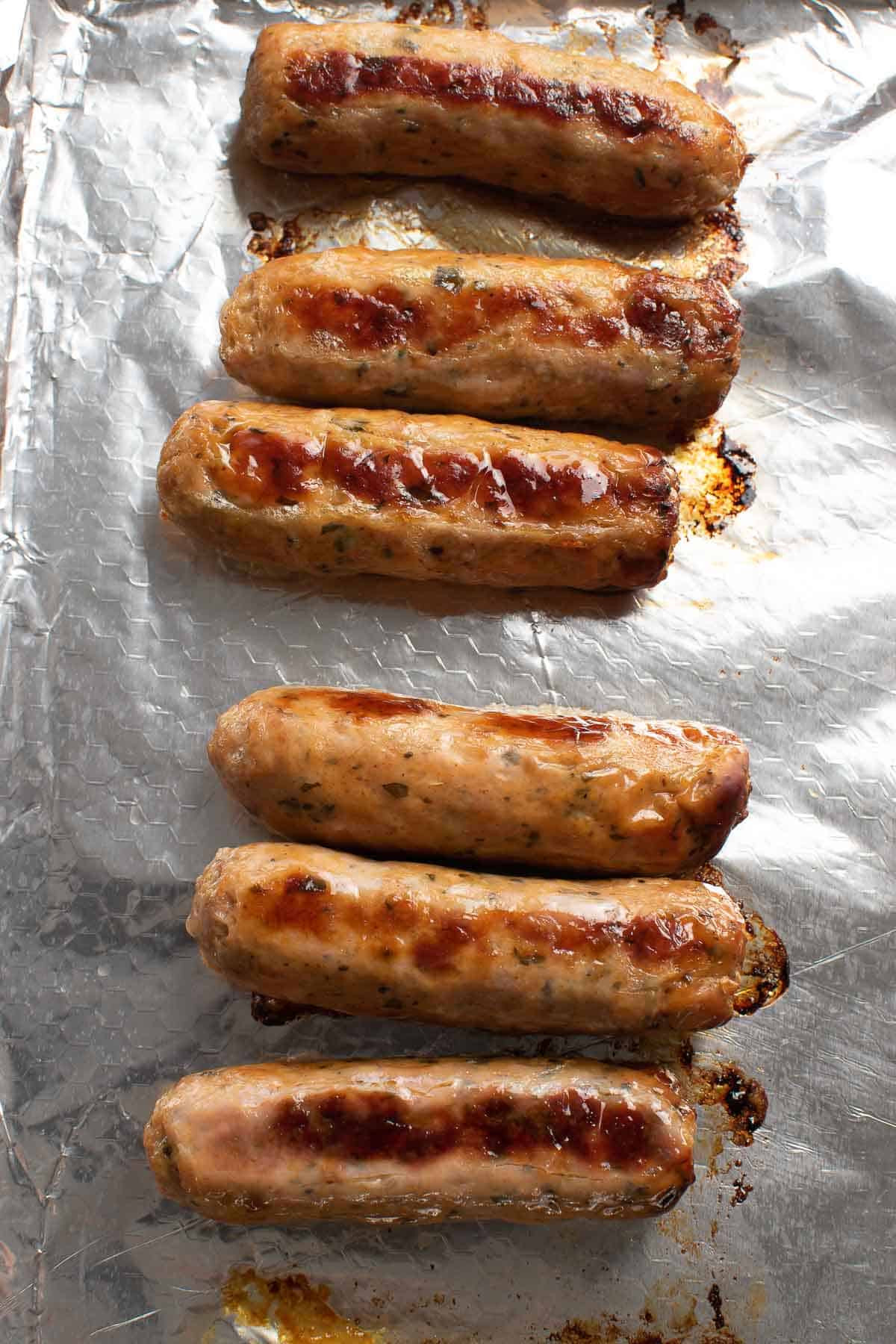 Baked Italian sausages.