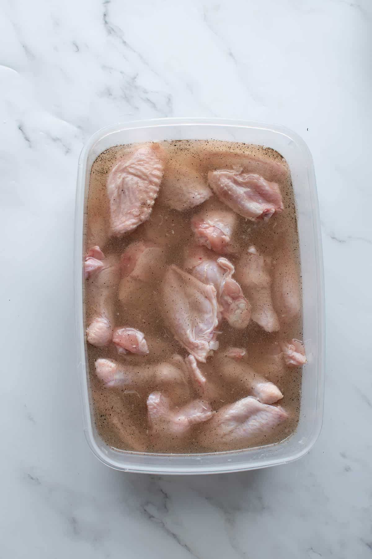 Chicken wings in brine.