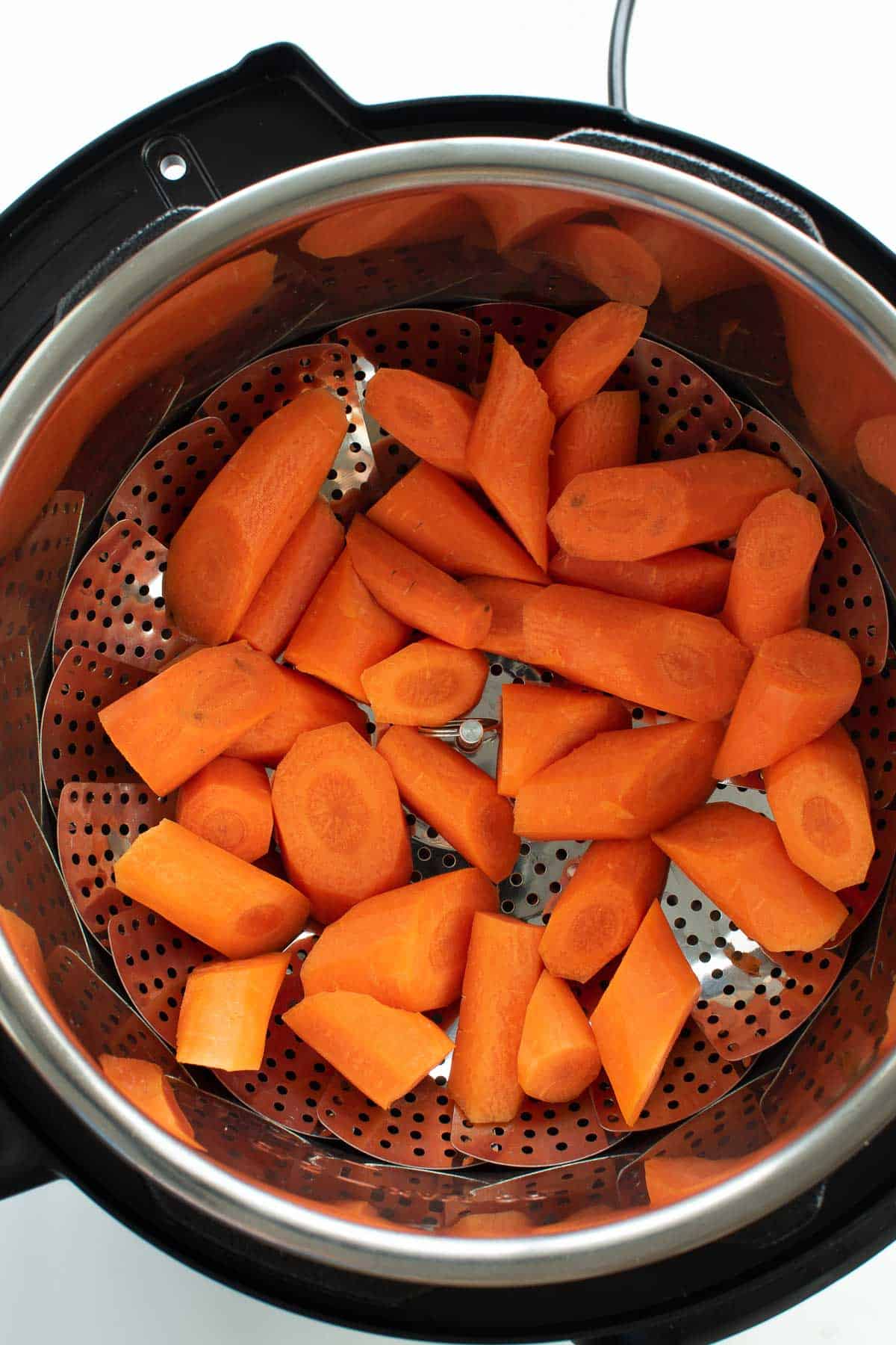 Sliced carrots in an instant pot.