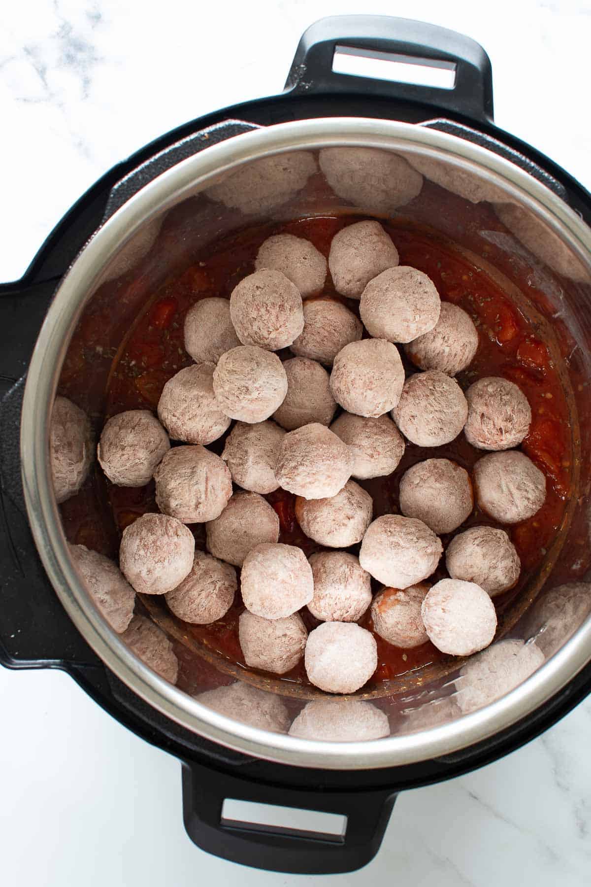 Frozen meatballs in an instant pot.