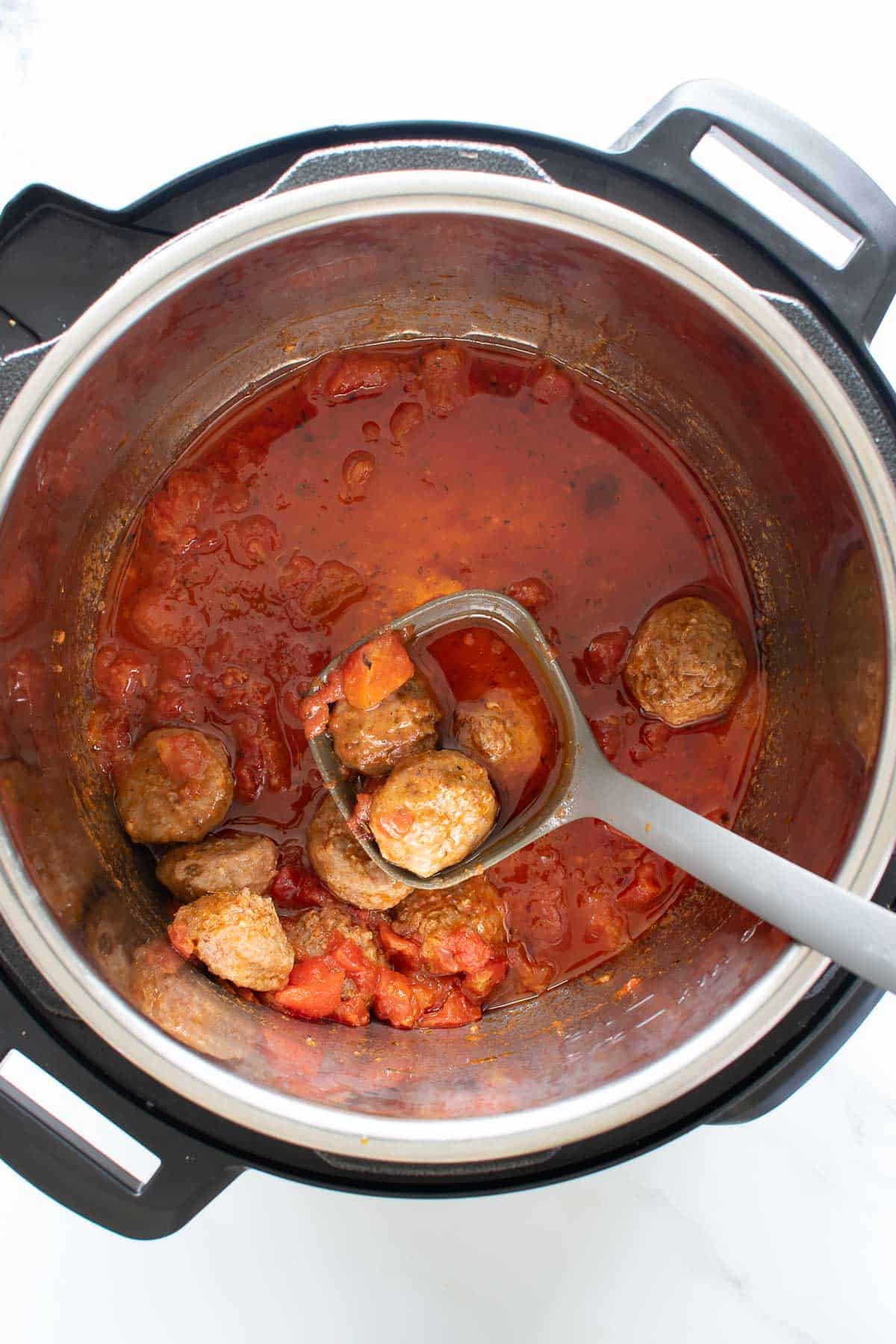 Meatballs in tomato sauce.