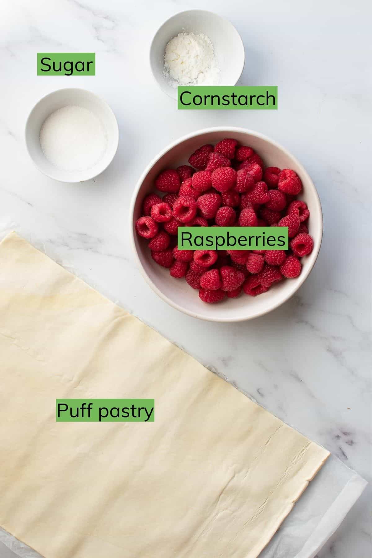 All the ingredients required to make this dish laid out on a table.