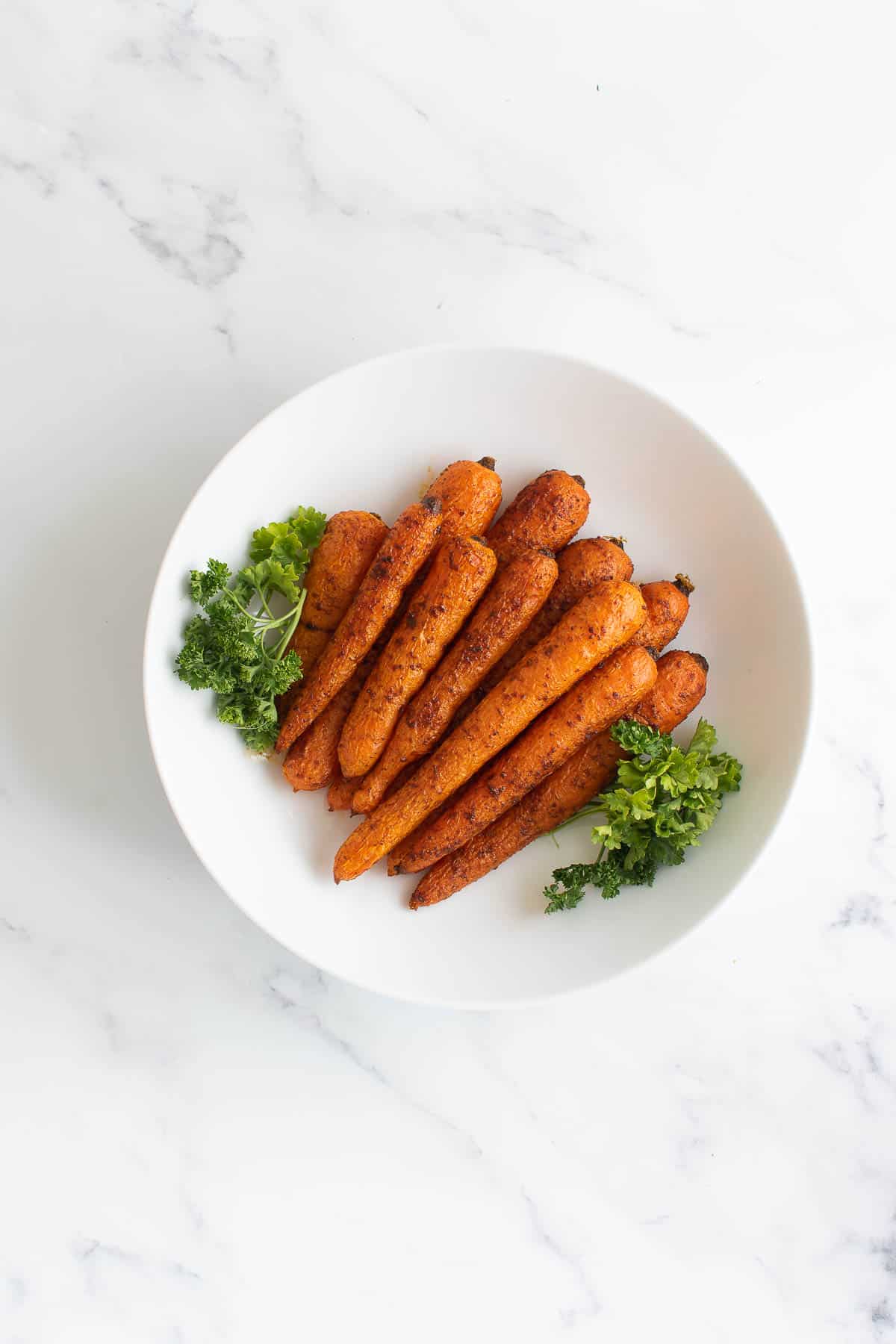 Seasoned roasted carrots.