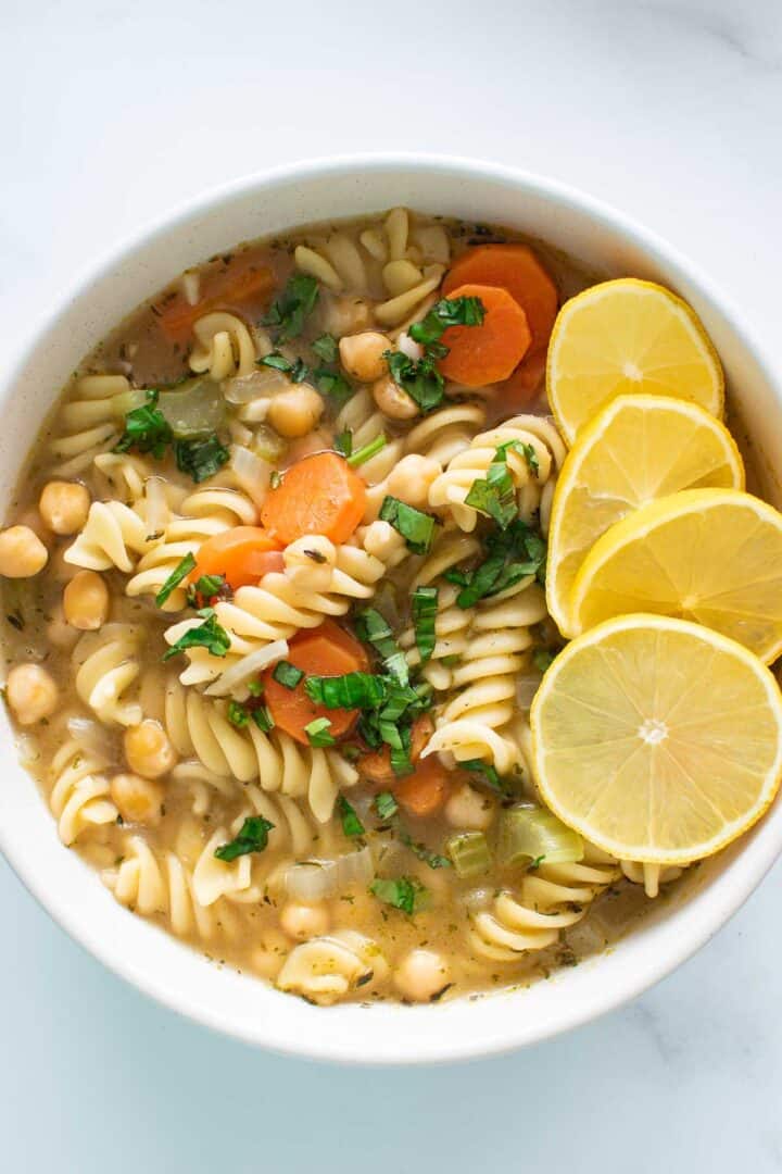 Chickpea Noodle Soup (Easy Vegan Recipe) Hint of Healthy