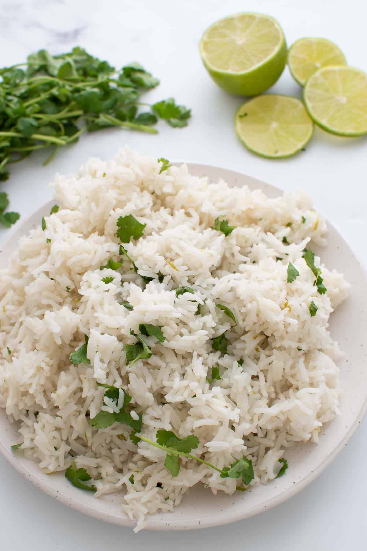 Cilantro lime rice cooked in an instant pot.