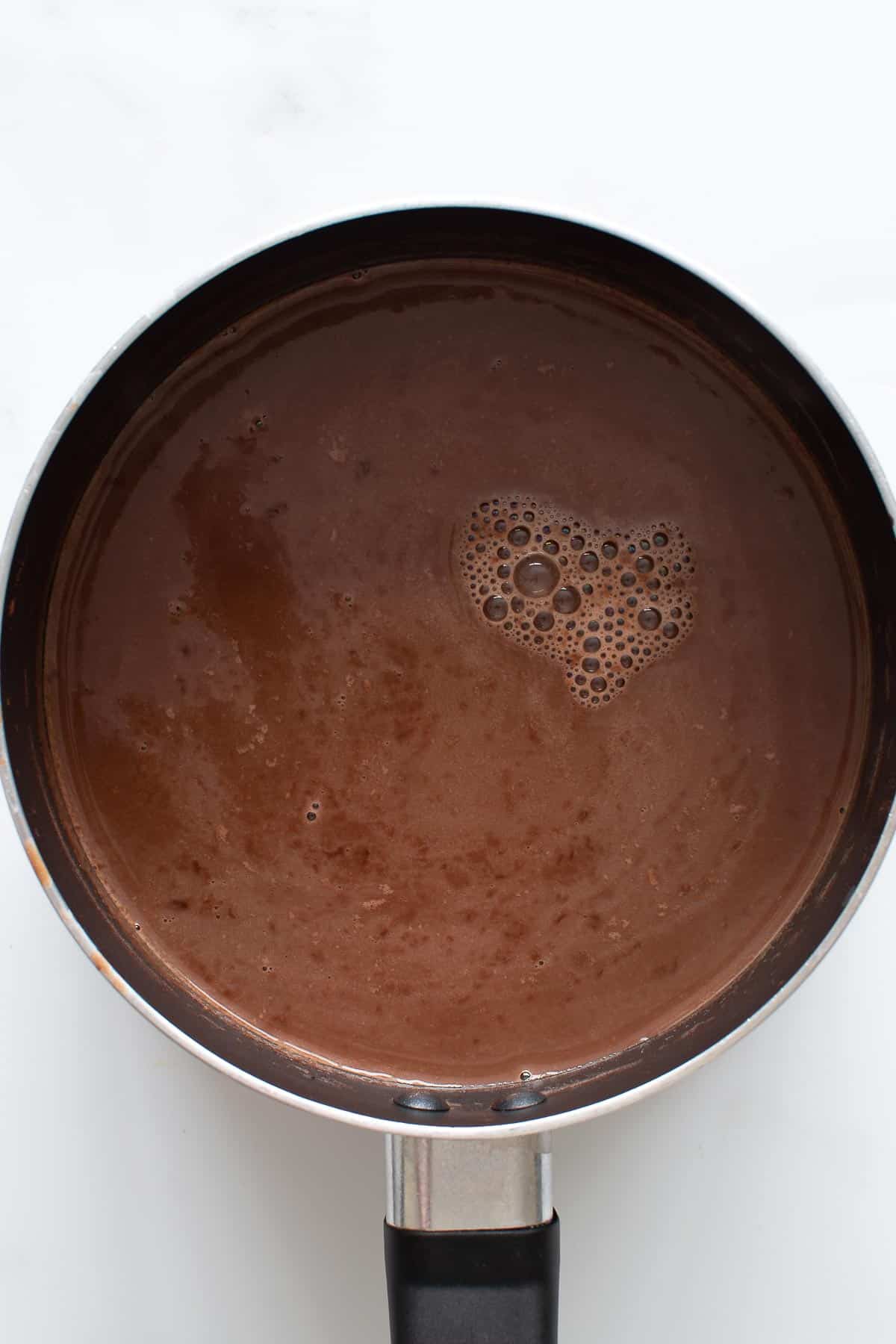 Hot chocolate in a pot.