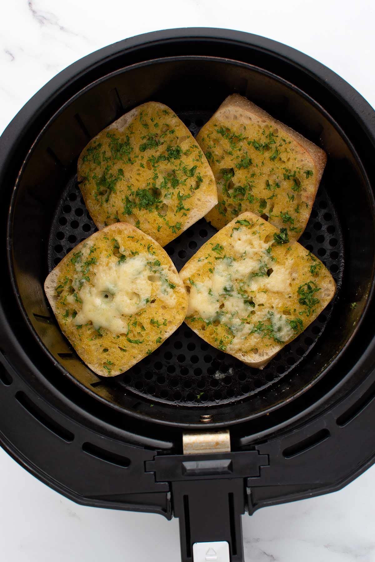 Garlic bread in an air fryer.