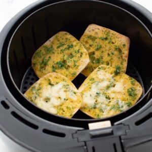 Homemade garlic bread in an air fryer.