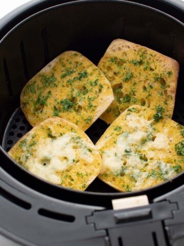 Homemade garlic bread in an air fryer.