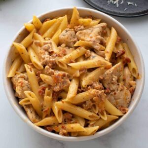 Chicken and chorizo pasta.