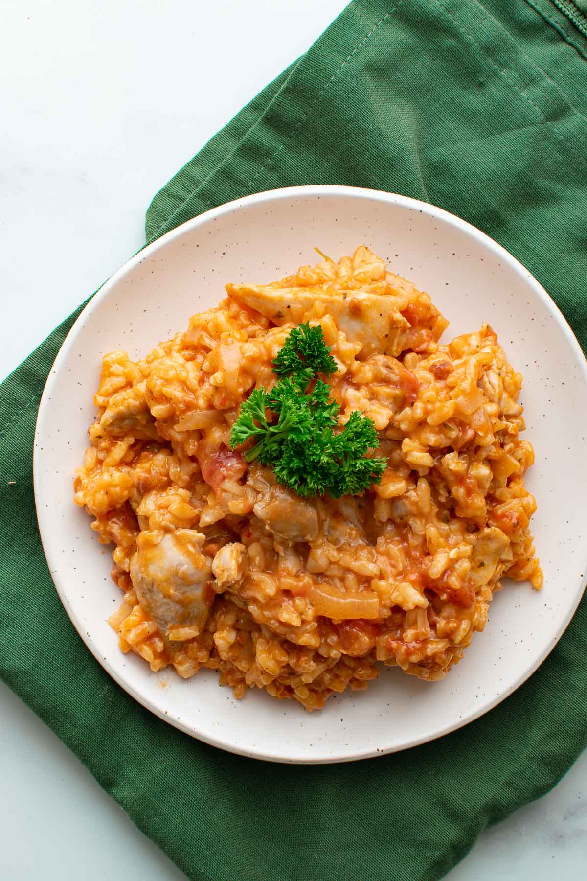 Chorizo and chicken risotto.