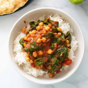 Chickpea and spinach curry.