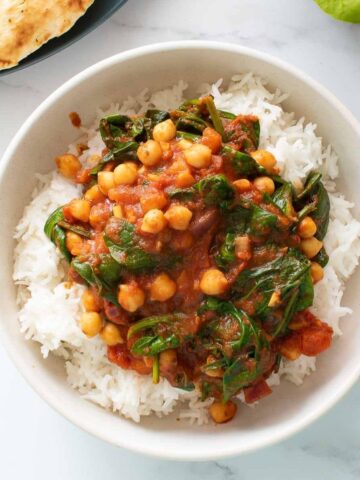 Chickpea and spinach curry.