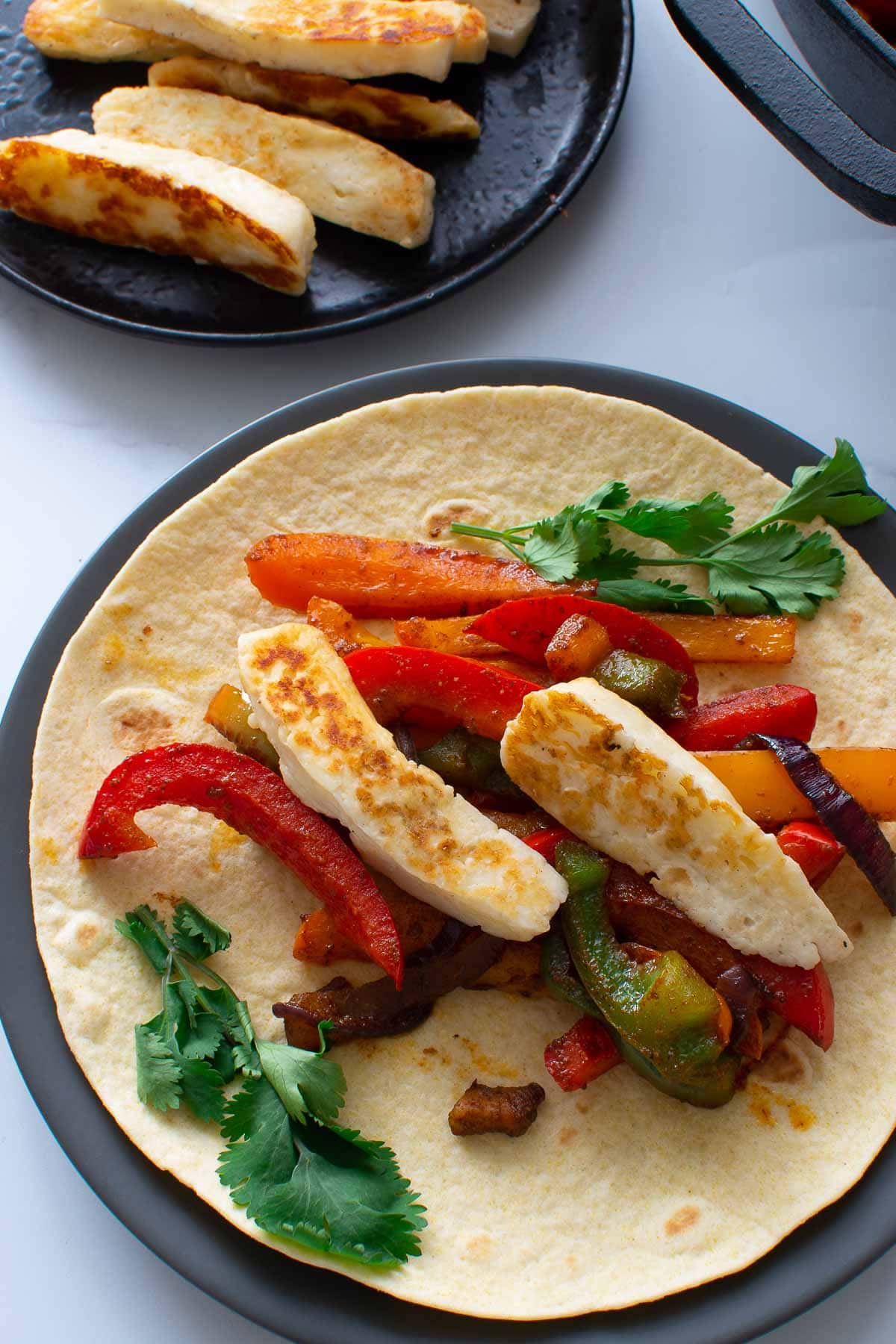 Close up of cheese fajitas.