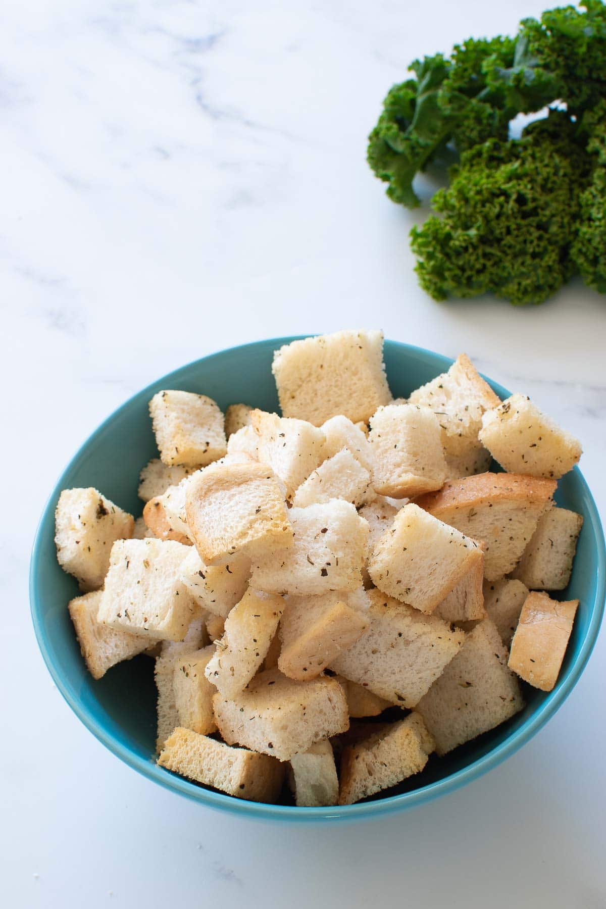 Close up of italian croutons.