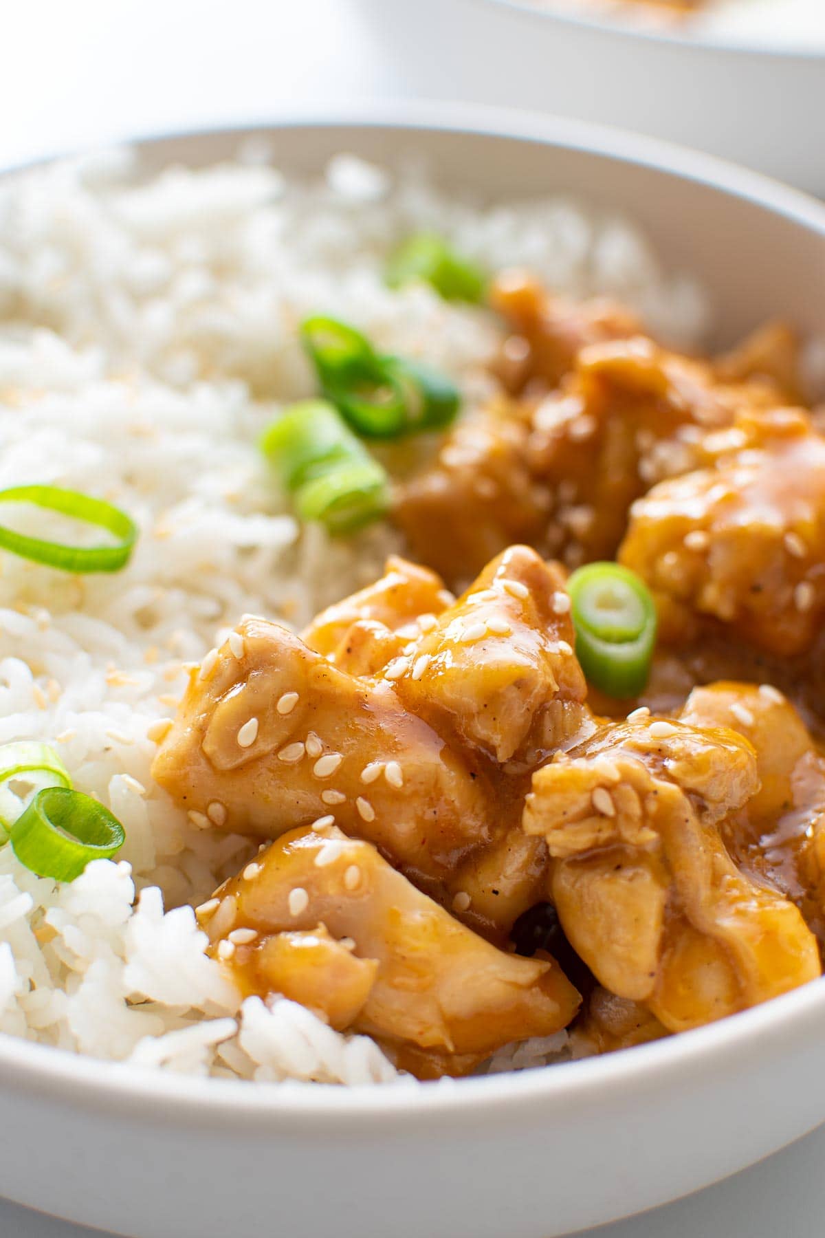 Sticky Instant Pot orange chicken with rice.