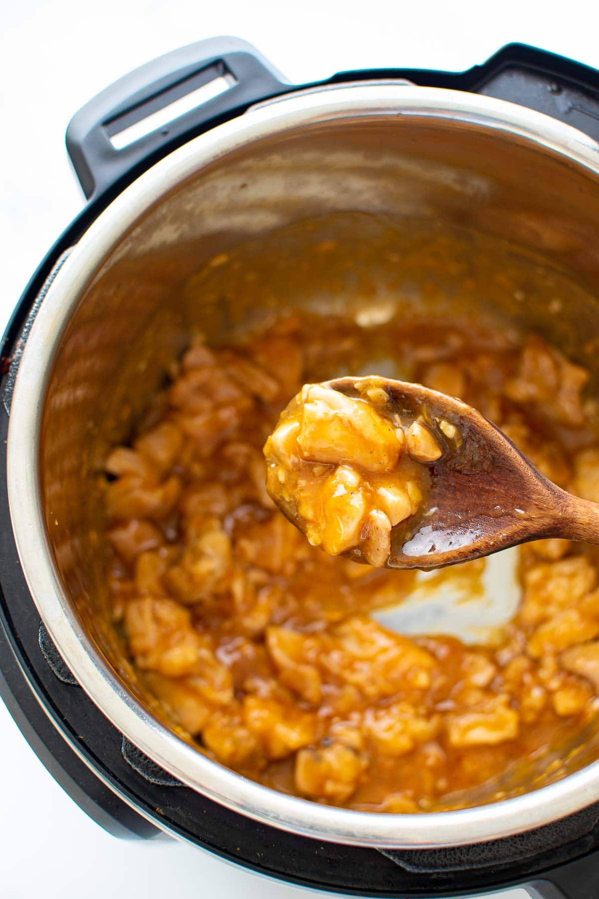 Orange sauce chicken in an Instant Pot.