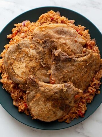 Instant Pot Pork Chops and Rice.