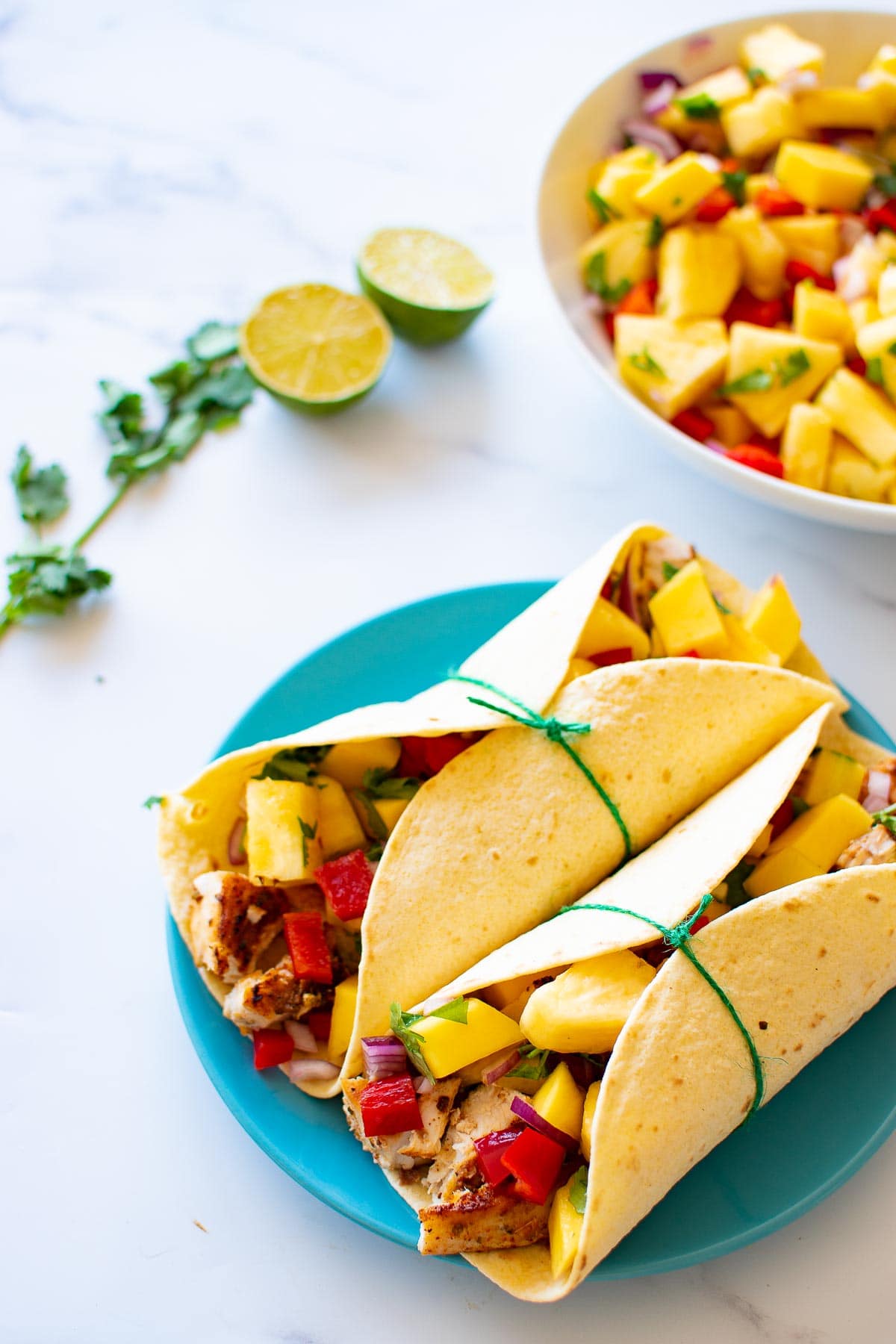 Swordfish tacos and salsa.