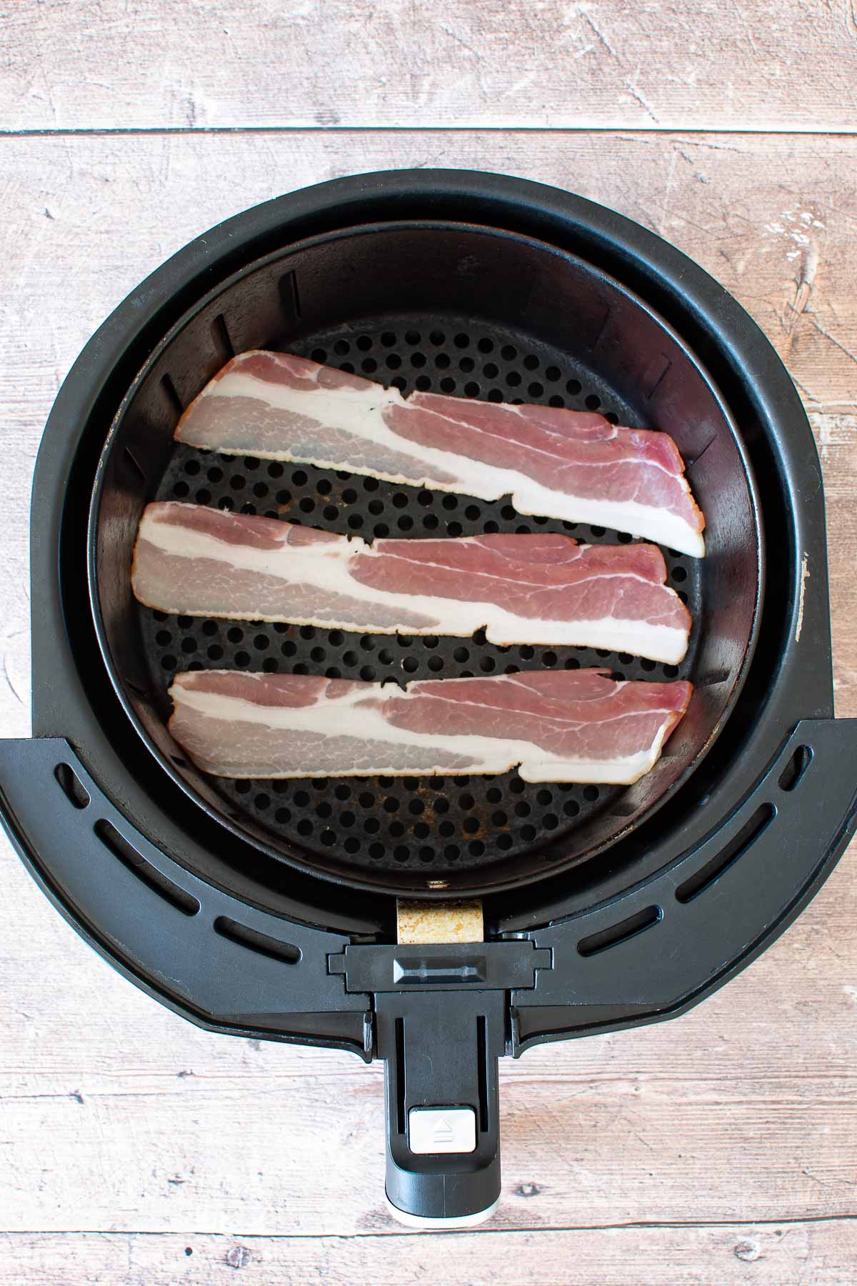 Raw bacon in air fryer.