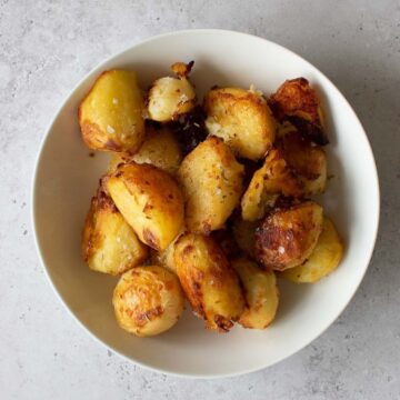 Crispy roasted potatoes with sea salt and rosemary.