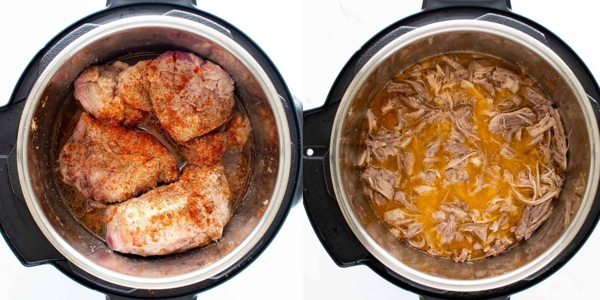 Step by step instructions for how to make shredded pork in the instant pot.