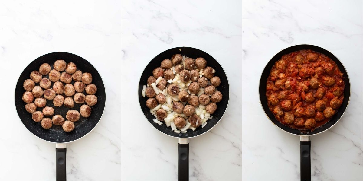 Step 4-6 how to make spanish meatballs.